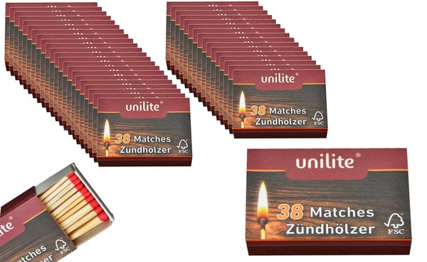 Unilite Streichhölzer 39 Schachteln Feuer/Holz
