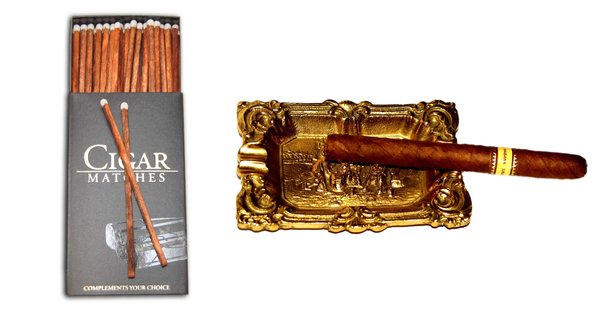 Luxus Zigarren Streichhölzer 35 Stück Gold Pack 10CM Rot-Braune Hölzer/Weißer Kopf